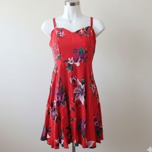 Old Navy Cami Dress Fit & Flare Floral Small Red Summer Sun Dress Sleeveless